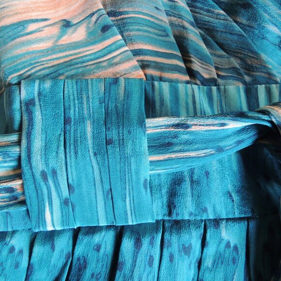 Anthro Lil Blue & Peach Caballo Falls 100% Silk Dress 4 - Picture 10 of 14